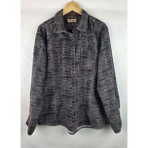 Legacy Falls For Her Shirt Womens Size XL Gray Snake Pearl Snap Long Sleeve Top